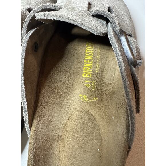 Birkenstock Boston Clogs Taupe Suede Leather Unisex Men 8 Women 10 Size 41 - Picture 4 of 13